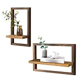 Juego de 2 Estanteria Pared, Baldas Flotantes Pared Estantes Colgantes para Paredes Estantes Flotantes de Madera para Decoración de Pared para Salón, Cocina, Decoración de Pared, Dormitorio (Marrón)