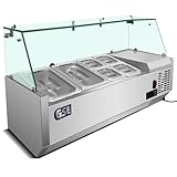 GSE Vitrina refrigerada catering Vitrina refrigerada superior 120cm Vitrina refrigerada 40L GN 1/6 superior refrigerada Mesa refrigerada Gastro estación de servicio con cristal Mesa de preparación Sal