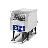 VERTES Tostador con cinta transportadora de acero inoxidable, 1340W, 230V, tostadas y panecillos de hamburguesa, bandeja de cobertura recogemigas, 2 compartimentos de salida, 7 ajustes de velocidad