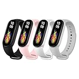 Msksjer 4 Piezas Correas Compatible con Correa Xiaomi Mi Band 4/Mi Band 3 Mujer y Hombre, Pulseras Deportivas de Silicona Blanda para Mi Band, Negro/Gris/Blanco/Rosa