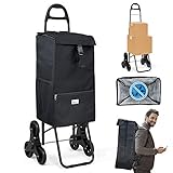 VOUNOT Carro de la Compra Plegables con 6 Ruedas y Bolsa Termica de 40 L, para Subir Escaleras, Negro