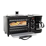 Máquina de desayuno 3 en 1 mini horno para pizza, 9 L, mini horno con placa de cocción y cafetera para cocina