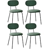 ANVOFONG Sillas de Comedor Pack de 4,Silla de Cocina de Tela Teddy,Sillas Salon Apilable,Adecuado para Comedor,Cocina,Dormitorio,Sala de Recepción-Verde