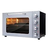 Sogo Horno Sobremesa De Convección, Rustidor y Gratinador - 58 Litros con 6 Funciones, 90 a 230°C, temporizador, puerta de Doble Vidrio 2000W, Gris/Negro (SS-10550)