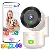 SYMYNELEC 2K/4MP Cámara Vigilancia WiFi Interior 360º, 5GHz/2,4GHz Camara Vigilancia Bebe/Perros, Camaras de Seguridad con Visión Nocturna, Modo Privacidad, Audio Bidireccional, Compatible con Alexa