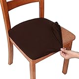 smiry Fundas elásticas para asiento de silla de comedor, juego de 2 fundas para asiento de silla de comedor color chocolate