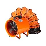 VEVOR Ventilador Extractor Portátil 255W Extractor de Aire Industrial por Conductos 254mm Manguera de Extracción 5m Volumen de Aire 1720CFM Extractor de Aire para Extraer Polvo, Humo, Trabajo en Casa