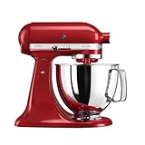 KitchenAid Batidora amasadora - Artisan - Robot de Cocina con Cabezal Inclinable - Amasadora con 3 Accesorios - Bol de Acero Inoxidable - 4,8 L - Rojo