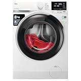 AEG LFR6184N4B Lavadora de Carga Frontal 8 Kg, 1400 rpm, Libre Instalación, Funcón Vapor, Programa Rápido, Motor Inverter, Panel LCD, Serie 6000, Blanca, Clase A, Fabricado en UE