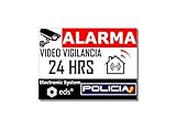 Egero - Pegatinas disuasorias Video Vigilancia Alarma Policia x8 Antirrobo para Casa, Edificio, Comercio, Garaje. Pegatinas de videovigilancia de Calidad Profesional.