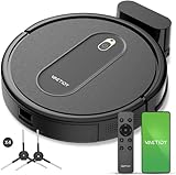 Vactidy T6 Robot Aspirador con Potente Succión, Detección Inteligente,Silencioso,Control por App/Alexa/Siri y Mando,para Mascotas,Suelo Duro y Alfombra