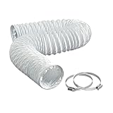 LOOTICH Tubo Secadora Universal de PVC Flexible Ø 127mm Longitud 2,5m para Aire Acondicionado y Campanas Extractoras Conducto de Aire de Ventilación Sistemas con 2 Abrazaderas de Acero