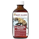 Aceite de salmón de Barf-Alarm para perros, con Omega 3 y Omega 6, aceite de pescado para el perro, cachorros, adultos, ancianos y perros deportistas