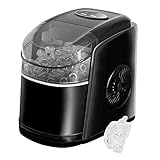 Máquinas para Hacer Hielo, Maquina de Hielo para Casa 12kg/24h, Limpieza Automática, 6-13 Minutos 9 Cubitos de Hielo, para Hogar/Oficina/Fiesta, Negro