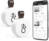 ORIA 2 Piezas Termómetro Higrómetro Bluetooth, Sensor de Humedad de Temperatura con Exportación de Almacenamiento de Datos, Termometro Inalámbrico Digital con iOS Android para Habitación