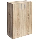 CASARIA Cómoda Roble Vela 2 Puertas 115,5x60x30cm Mueble de Oficina Aparador Estantes Regulables Armario