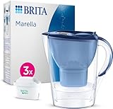 BRITA Jarra con Filtro de Agua Marella Azul (2,4 l) Incl. 3x Cartucho MAXTRA PRO All-in-1 - jarra adaptable al frigorífico con LTI digital y tapa abatible que reduce cloro, cal e impurezas.