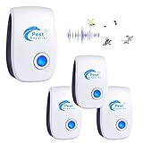 Repelente Ultrasónico de Plagas, 4 Pack Electrónico Repelente Mosquitos Insectos Control de Plagas,Repelente Ultrasónico Ratas para Moscas, Mosquitos, Ratones,Cucarachas, Arañas, Hormigas,Insectos