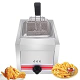 Freidora de gas comercial, freidora de aceite de encimera de acero inoxidable grueso, gran capacidad con control de temperatura, freidora doble para papas fritas, donas, hogar, cocina, restaurante