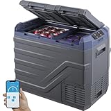VEVOR Nevera de Compresión Portátil 40 L Mini Nevera para Coche 12/24V CC y 100-240V CA Caja Enfriadora de Doble Zona Temperatura Ajustable de -20°C a 20°C para Camión Barco Casa Camping