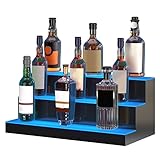 VEVOR Estante de Exhibición Comercial de Botellas de Licor Iluminado con LED, 3 Niveles, Estantes Acrílicos con Control Remoto RF y Aplicación e Iluminación Multicolor, 600 x 300 x 250 ± 5 mm