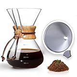 LMSAWK Vidrio portátil Goteo Cafetera, Cafetera de Goteo Manual con Filtro, Pequeña Cafetera Gotero, Apto para Lavavajillas, 3 Tazas, 400 ml