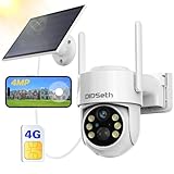 Camara Solar 4G, 2K 4MP Camara Vigilancia Exterior sin WiFi, Soporte para Cambiar Tarjeta SIM, PTZ 355°&90°, 30 Metros Visión Nocturna en Color, Detección Humana PIR, Audio Bidireccional, IP66