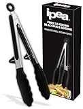 IPEA Pinzas de cocina de acero inoxidable con puntas de silicona – Pinzas profesionales para barbacoa, carne, ensalada, pasta Buffet con sistema de bloqueo – Pinzas de chef resistentes al calor – 27