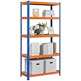 Yaheetech Estantería Metálica de Almacenaje 180x90x40cm Estanteria Trastero de 5 Niveles Estante de Almacenamiento para Garaje Taller sin Tornillos Carga de 875 kg Naranja y Azul