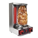 2 quemadores Dönergrill Gas Gyrosgrill vertical 3000W Hähnchengril Drehgrill Döner Kebab Shawarma Pollo Gyro Tischgrill