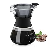 Pour over Coffee Maker, Cafetera Manual 400 Ml, Vidrio De Borosilicato Con Filtro De Acero Y Línea Graduada Pour over Cafetera De Goteo Para Acampar Senderismo Casa U Oficina