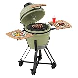 Cecotec Kamado Barbacoa de Carbón Cerámica Ø 46cm DragonFire 4600. Asa, Ahuma, Hornea y Guisa, Resistente a 1000ºC, Diámetro 46cm, Soporte Hierro Fundido, Cámara Hermética, Ruedas, Termómetro