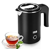 LEBENLANG Hervidor agua electrico en Acero Inoxidable - 0,5 Litros, 600W, Libre de BPA I Pequeño Hervidor Electrico de Viaje I Pequeña Hervidores de agua eléctrico Mini travel kettle