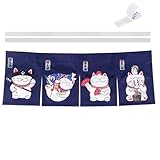 CoolChange Cortina de puerta japonesa Maneki Neko | 85 x 30 cm | Puerta Noren de tela | Gato asiático
