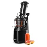 Fridja F1900 - Fruta y Vegetal Cold Press Extractor de Jugo Slow Juicer, Sorbete y Helado de Frutas, Extractor de Masticación Lenta, Sin BPA, 240W, Acero Inoxidable, Negro