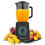 Cecotec Batidora de Vaso Power Black Titanium 2300Max Mix Go. 2300W de Potencia Máxima, 1,5L de Capacidad, 5 Velocidades, 6 Hojas Recubrimiento de Titanio Negro y Jarra Termorresistente