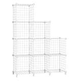 AWTATOS Estante de Almacenamiento de Cubos de Alambre, 9 Cubos, Organizador de Cubos de Almacenamiento modulares, Estante de Alambre de Hierro Multiuso, Estante para Sala de Estar, hogar, Blanco