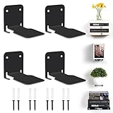 Winter Shore Estante Flotante Invisible Negro [Pack de 4] - Estanteria Pared Almacenamiento de Hierro para el Hogar, Oficina - Decoración Oculta y Organizadores de Libros con Herrajes de Montaje