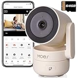 MOES Cámara de vigilancia 4MP WiFi interior, cámara para mascotas 360° con aplicación, cámara para bebés, audio bidireccional, seguimiento de movimiento, visión nocturna, compatible con Alexa y Google