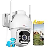 2.5K 4MP 3G/4G LTE Cámara Vigilancia Exterior con Tarjeta SIM, 2560×1440P Ctronics PTZ IP Cámara Seguridad, Detección Humana, Seguimiento Automático, Visión Nocturna Color, Audio Bidireccional, Blanco