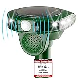 GRUNDIG Ahuyentador de Animales por ultrasonidos, con Alcance de hasta 8 m, Detector de Movimiento, Resistente a la Intemperie IP44, batería NI-MH, frecuencia 13-60 kHz (Verde)