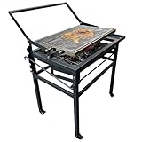 fikujap Parrilla de Barbacoa de carbón portátil, Parrilla de Barbacoa giratoria de 360 ​​° con Ruedas, cuadrícula de cocción de Acero Inoxidable, Bandeja de carbón Ajustable