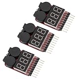 Heevhas 3PCS RC 1S-8S 2 en 1 Probador de Baterías Lipo Monitor Alarma de bajo voltaje Comprobador de voltaje Lipo Warner Comprobador de Baterías Alarma Buzzer para Batería Lipo Life LiMn Li-Ion