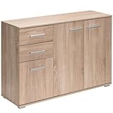 CASARIA Cómoda Armario Alba Aparador 107x75x35cm Salón 3 Puertas 2 Cajones Almacenaje Comedor Cocina