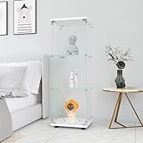 DGCZYXGL - Vitrina de cristal, 3 estantes, armario de almacenamiento de cristal con pie, vitrina blanca, vitrina con cerradura, para dormitorio, salón y comedor, 36 x 42 x 125 cm (blanco, 3 niveles)