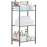 SWOYYU Estanteria de Baño 3 Baldas Organizador Cocina Estantes Metal Estantería de Almacenaje Estantería Cocina Estantería Metálica Toallero de Pie para Baño, Cocina, Oficina Negro