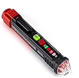 KAIWEETS Detector de Voltaje sin Contacto VT200, LCD Buscapolos con Doble Rango para Identificar Fase y Neutro, 12V-1000V/48V-1000V, Localizar Punto de Rotura, Alarma, Linterna