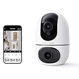 virtavo Cámara Vigilancia WiFi Interior 1080p， Doble Cámara de Vigilancia Interior 360° PTZ， WLAN Cámara FHD, Audio de 2 vías ，Visión Nocturna a Color Bebé/Mascotas, Detección de Movimiento 2MP