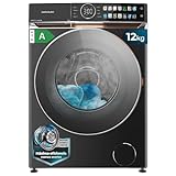 Cecotec Lavadora 12Kg Carga Frontal Bolero DressCode 12980 Direct Drive Steel A. 1400RPM, Motor Direct Drive, Bajo Consumo, Pantalla FullColor, Acabados Imitación Cuero, Puerta XXL, Luz UV y Vapor