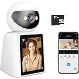 CAPANDI SH53 Camara para Vigilar Ancianos,Niños, Enfermos,Mascotas,Videollamada con Pantalla de 2.8 IPS HD,Bidireccional,Vision Nocturna a Todo Color,Tarjeta MicroSD 32GB Incluida,WiFi,Control App